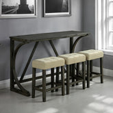 Ptolema 4 Pc. Dining Table Set Model Sl3403Dg-Pt-4Pk-Stool By Furniture Of America